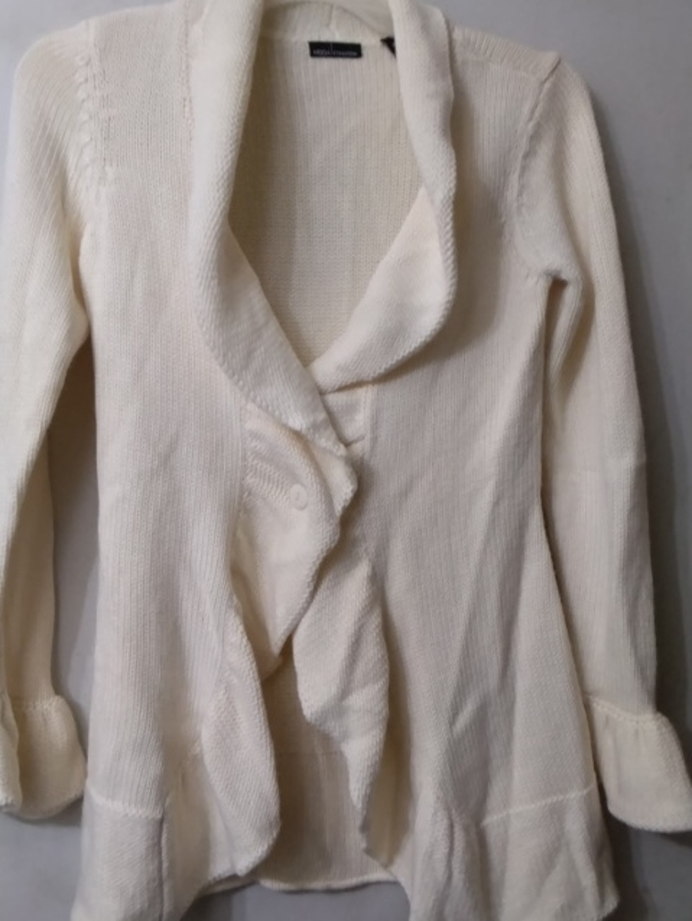 MODA International Ivory Shawl-Collar Knit Cardigan Women's Sz Small